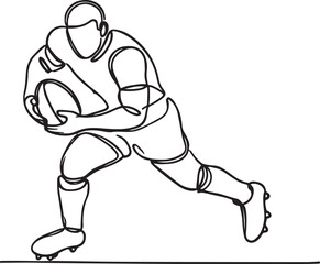 Rugby Player Tackle Pose Line Art - High-Quality Vector Design