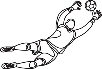 Vector Line Art of a Soccer Goalie in Action – Epic Save Illustration
