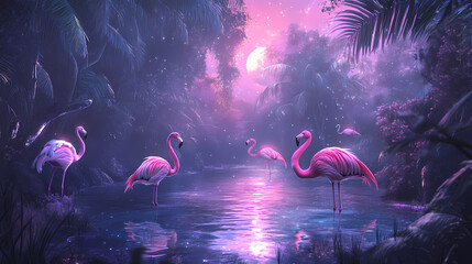 magical lagoon flamingos