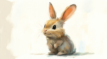 Obraz premium Ilustración de conejo en estilo artístico con fondo claro