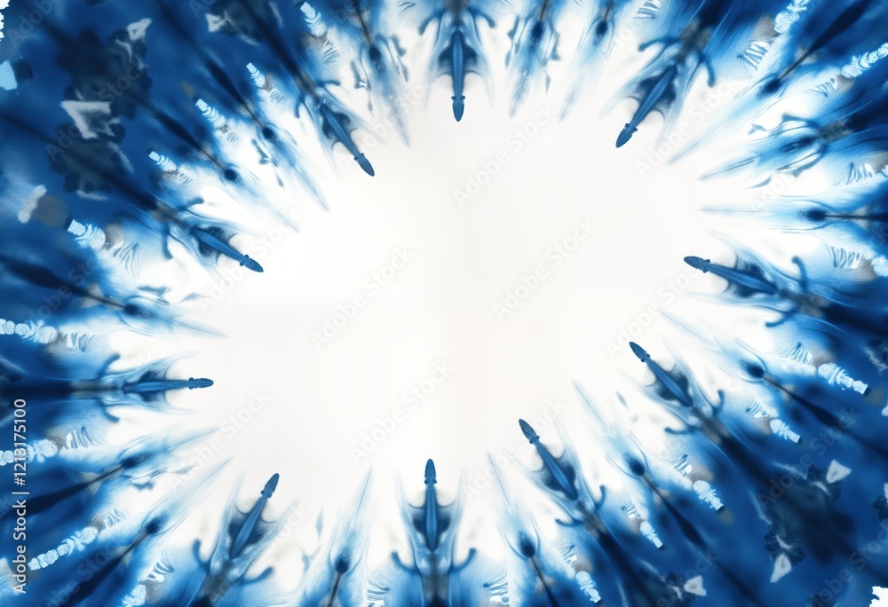 Poster abstract tie dye pattern in shades of blue, white. indigo dyed fabric with spiral patterns. bohemian