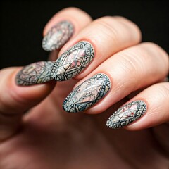 Stained window style nail design