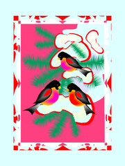 Winter Birds in Love illustration