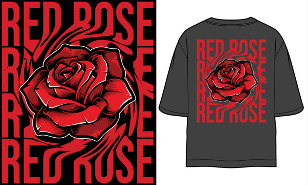 Red Rose. t shirt design, fation, typography, design.