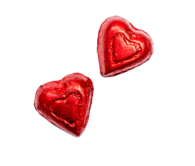 Red foil heart-shaped candy