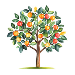 Cupuaçu Tree with Fruit | Rich Watercolor Botanical Composition.  
