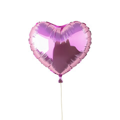 Shiny pink heart-shaped foil balloon floating on a string, perfect for romantic or festive celebrations