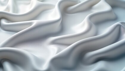 Obraz premium Elegant white fabric with soft ripples, folds. Smooth flowing texture shows subtle light variations. Silky material displays luxurious drape, movement. High-quality textile ideal for fashion design,