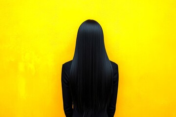 Fototapeta premium Commercial ad creative. Long coiffure - highlighted hair. Attractive happy black girl - for ads, advertisement and online marketing use. Long hair advertising. Afro-american beauty portraits.