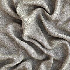 Textured linen fabric background.  Neutral beige tones. Draped textile.