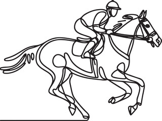 Minimalist Line Drawing of a Horse Racing with Jockey – Vector Design