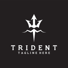 trident logo poseidon icon vector illustration template design
