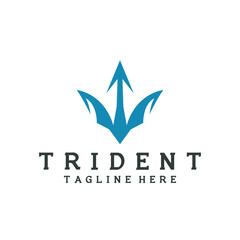trident logo poseidon icon vector illustration template design