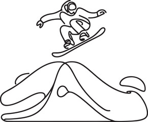 Snowboarder Trick Captured in Clean Line Art – Vector Design