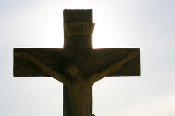 crown of thorns and cross on a light background