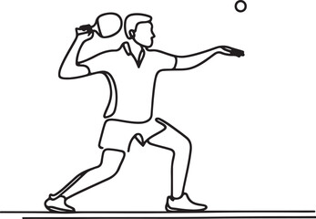 Table Tennis Action Captured in Line Drawing – Vector Art for Designers