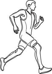 Minimalist Vector Art. Triathlete in Action at the Finish Line