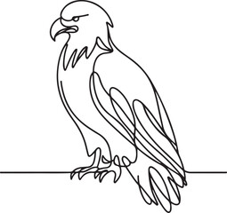 Obraz premium Simple and Clean Line Drawing of an Eagle - White Background Vector Design