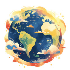 Earth's Atmosphere – Captivating Watercolor Vector Illustration, Planetary Atmosphere Design, Nature-Inspired Artwork, Earth's Protective Atmosphere Vector.  
