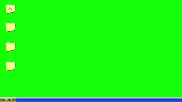 computer desktop animation green screen ready to chroma key 4K UHD