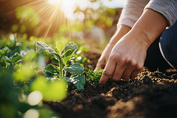 Fototapeta premium certified gardener placing sod, verdant landscape