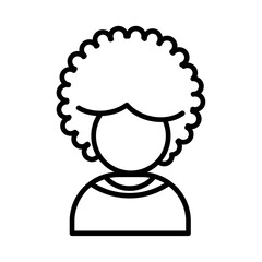 afro american woman or girl icon black and white vector sign