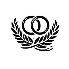 Intertwined Rings and Laurel Wreath: A Symbol of Wedding Unity and Everlasting Love