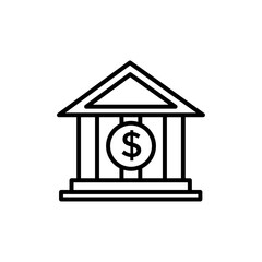 Bank icon black and white vector sign
