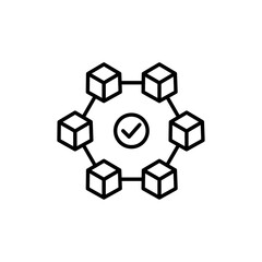 Blockchain technology icon black and white vector sign
