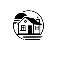 Modern House Illustration: Minimalist Home Design, Real Estate, Property, Cozy Residence, Peaceful Shelter, Dream House, Family Home