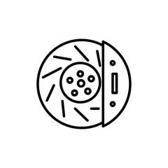 Car brake disk with caliper icon black and white vector sign