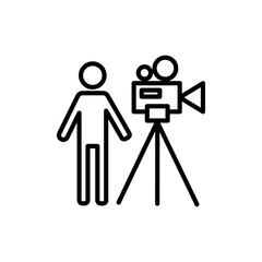 Cameraman icon black and white vector sign