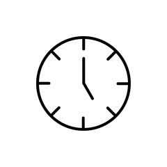 Clock icon black and white vector sign