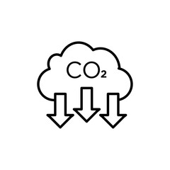 CO2 reduction icon black and white vector sign