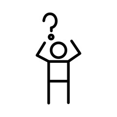 Confusing man icon black and white vector sign