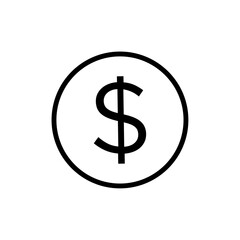 Dollar icon black and white vector sign