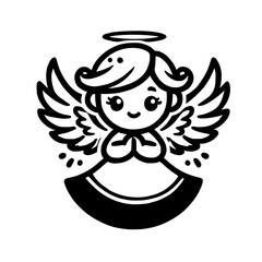 Adorable Angel with Halo and Wings: A Cute Religious Cartoon Character Design
