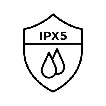 Ipx5 waterproof icon black and white vector sign