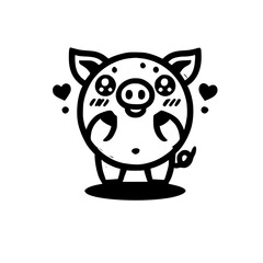 Adorable Cartoon Pig Illustration: Kawaii Animal Design