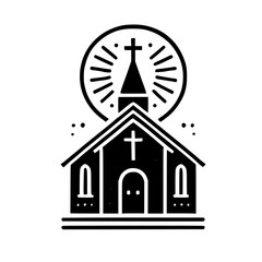 Simple Church Illustration: A Minimalist Design of Faith and Religion