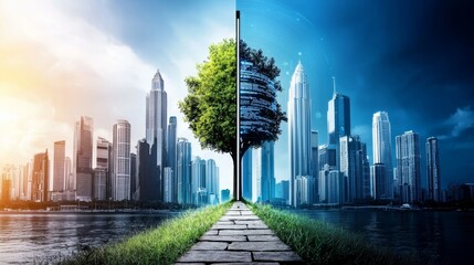 Fototapeta premium Climate impact visualization image showcasing futuristic concepts and design elements.