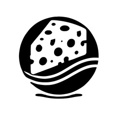 A delectable cheese illustration, perfect for food blogs, restaurants, or cheese shops.  The image features a stylized cheese wedge with a wave design, symbolizing freshness and quality.