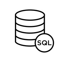 SQL server icon black and white vector sign