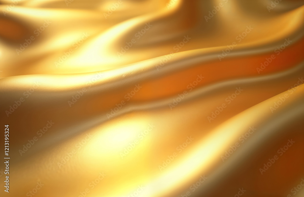 Poster Golden smooth surface with soft gradient. Luxury and premium material. Elegant and modern design. Abstract texture. Shiny and glossy. Warm yellow tones. Soft sheen. High quality.