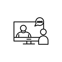 Video conference icon black and white vector sign