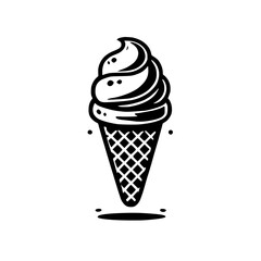 A delectable ice cream cone, a delightful summer treat. This simple yet elegant design is perfect for adding a touch of sweetness to any project.