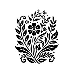 Black and White Floral Design: Elegant Botanical Illustration, Vintage Flower Pattern, Nature-Inspired Decor, Stylish Monochrome Artwork