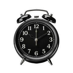 Black Alarm Clock On Transparent Background	