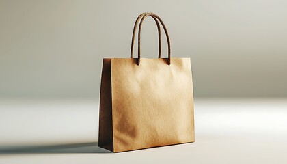 A simple paper bag placed on a white background for mockup.