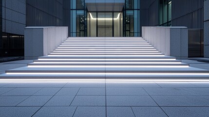 Minimalist Outdoor Scene Featuring Elegant Steps and Modern Architecture Design